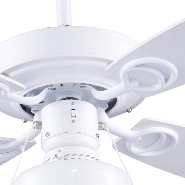 Salig ventilatore da soffitto bianco con luce 4 pale in legno 105cm